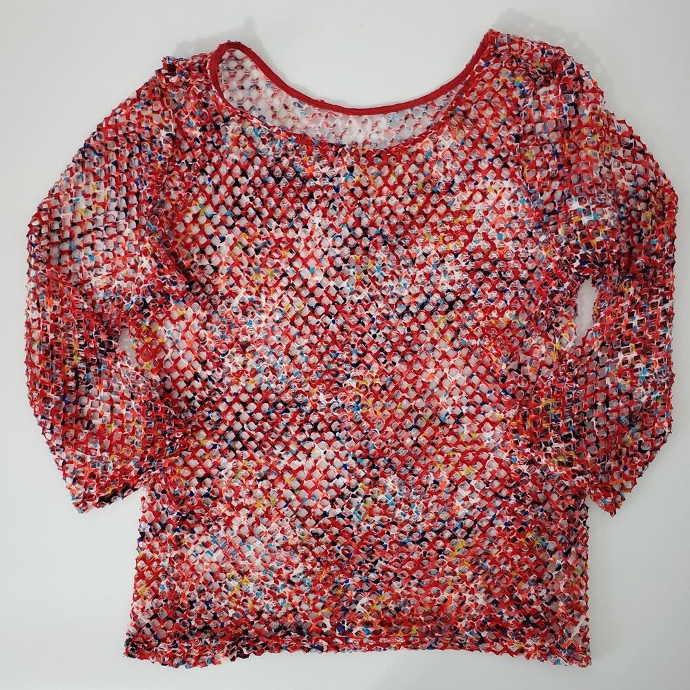 Unbranded Multicolor Stretchy Women's Open Weave Shirt Size Small Beach Cover Up